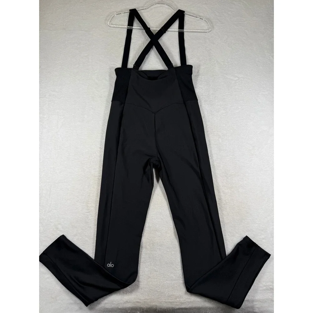 Alo Yoga Womens Black High-Waist Airlift Ski Bib Leggings Size L